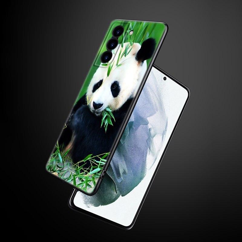Chinesische Bär Panda Handyhülle für Samsung Galaxy S22 Pro S21 S20 Ultra FE S10 Lite 5G S10E S9 S8 Plus Weiche TPU Schwarze Hülle