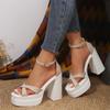 New Fashion Women Pumps Retro Mary Janes Chunky Heels Sandals Spring Platform Dress Party Wedding Basic Shoes Woman Big Size