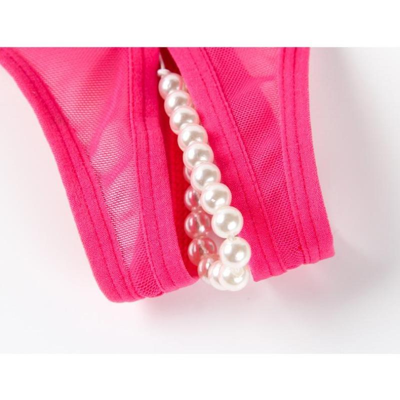 Сексуальные брюки-цепочка из бусин, кружевные стринги, прозрачное нижнее белье с открытой промежностью, вышивка, низкая посадка, декор из жемчуга, эротические стринги для женщин