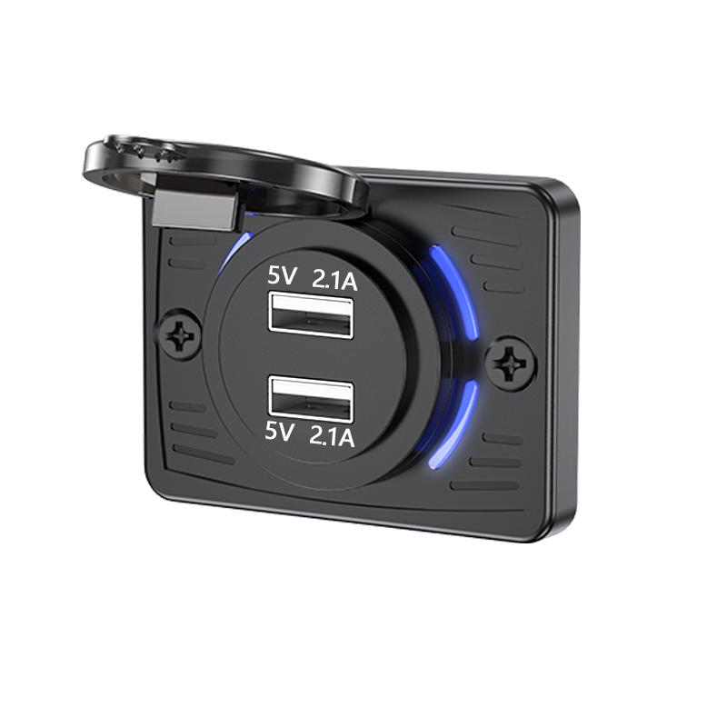3,1A duální USB adaptér do autonabíječky s posuvným víčkem 12V-24V 36W QC 3.0 rychlonabíjecí zásuvka pro autobus RV člun ATV Auto Motorka Vodotěsný