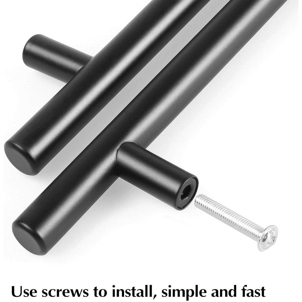 6pack 6'' Cabinet Pulls Matte Black Stainless Steel Kitchen Cabinet Handles Drawer Pulls 6”Length, 4” Hole Center
