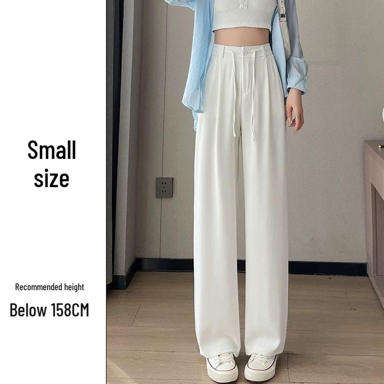 2026 Summer Women s White Ice Silk High-Waisted Wide-Leg Pants S 85-94 lbs
