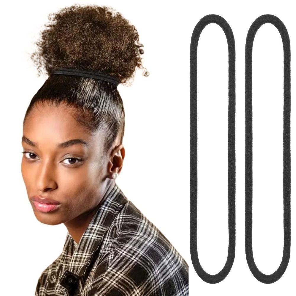 

50pcs Extra Long Hair Ties Ponytail Holders Black Headband Stretch Hair Ties Women
