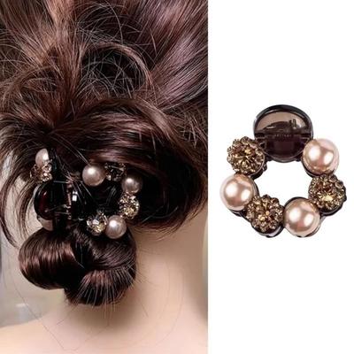1PC 4cm, Temperament Half Updo with Diamonds, Small Scratch Clip, Back of Head, Plate Clip, Hair Scratch, Round Clip, Light Luxu