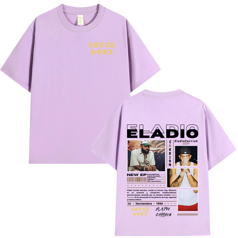 Eladio Carrion Sauce Boyz Album Graphic T-shirts Mens Women Clothing Fashion Hip Hop T Shirts Casual Cotton Short Sleeve T-shirt