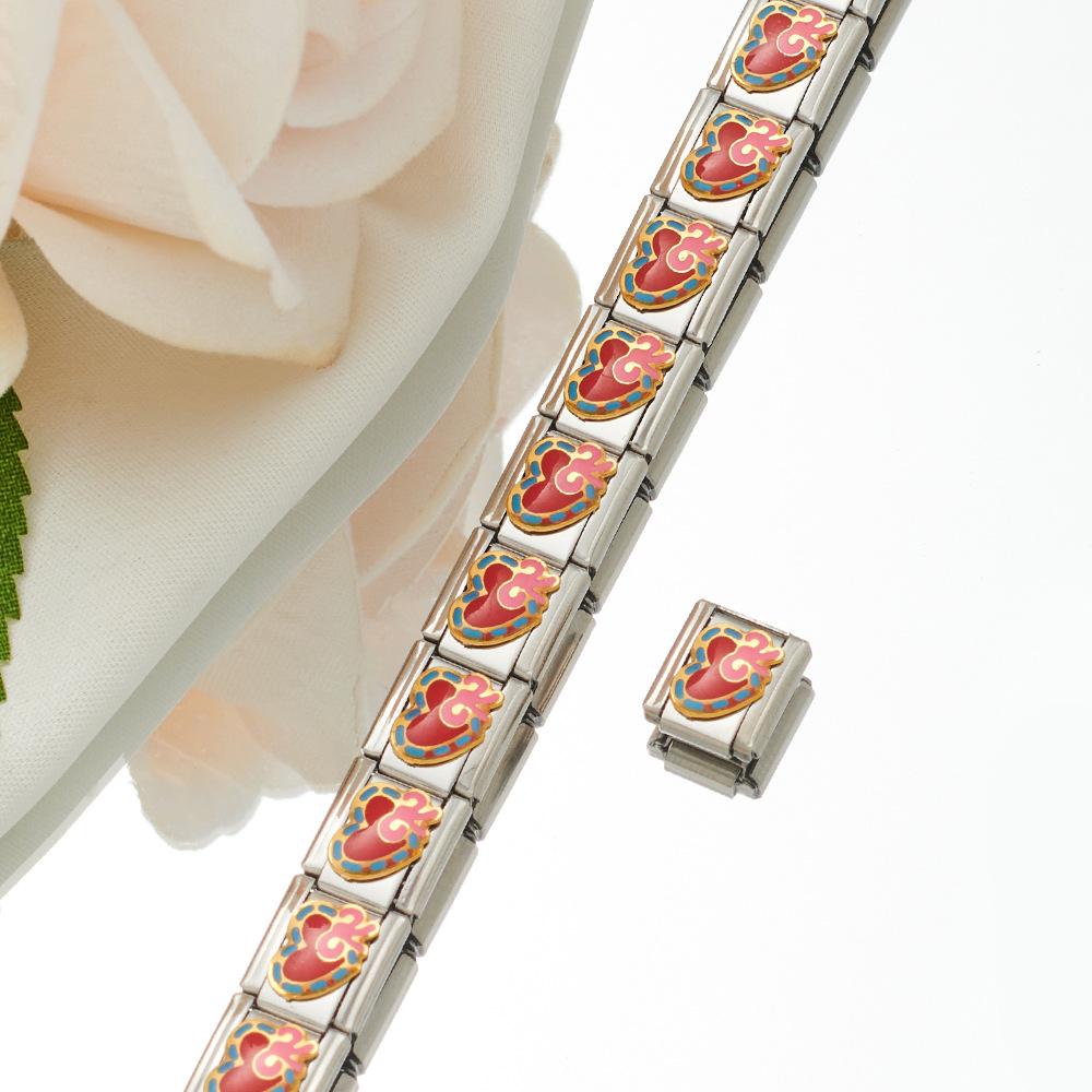 2024 DIY Personalized Shiny Classic Burger Coffee Beverage 304 Stainless Steel Italian Charm Bracelet Link 9mm * 10mm Module