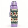 1PC Christmas Tree Seamless Pattern Print 750ml Color Plastic Sports Water Bottle Leakproof Flip Straw Lid Suitable for Sports Office Home Use