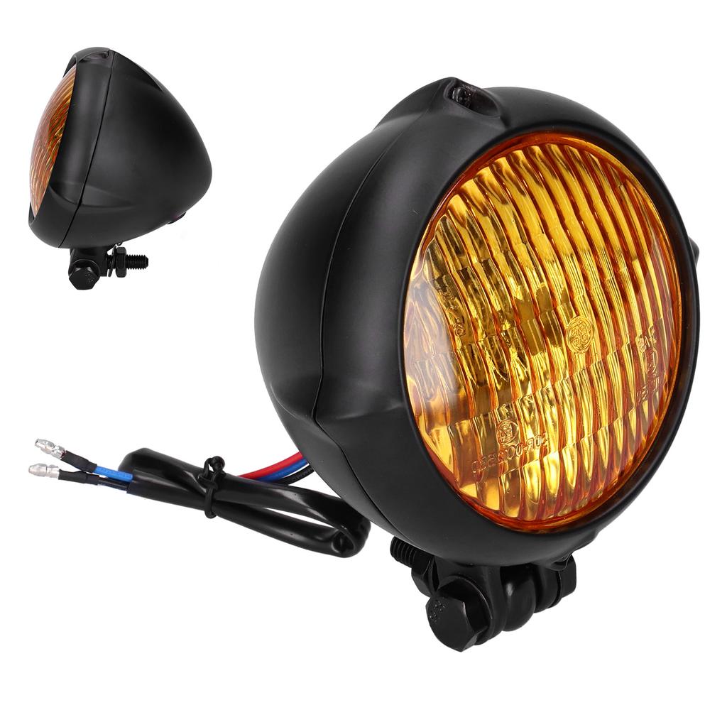 Motorcycle Headlight Vintage Round Yellow Light Lens Modification Universal 12V 35W