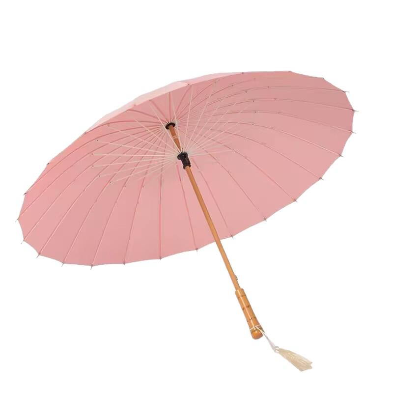 24-Rib Long Handle Windproof Gradient Chinese Style Umbrella, Sun & Rain Protection, Customizable Logo, Reinforced Design