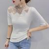 2026 Spring European Style Women's Short Sleeve T-shirt with Hot Drilling and Hollow Out Design