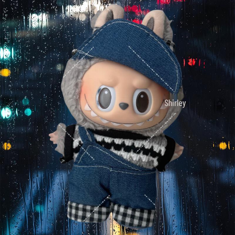 

Одежда для кукол Лабубу: Костюм с юбкой из плюша или винила 17 см, подходит для одного, двух и трех поколений Bold & Colorful (Hat+Top+Overalls)