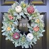 Harvest Wreath With Pumpkins Berries Vine Circle Halloween Thanksgiving Door Decor