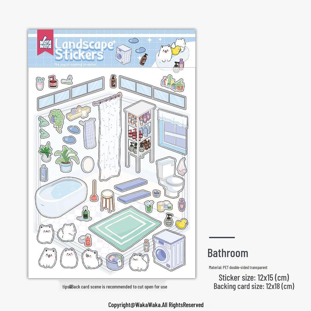 Christmas Miniature 3D Cabin Scene Stickers – Cute Handmade Cartoon Stickers for Journals