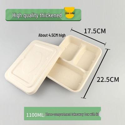 ZISIZ Disposable Degradable Multi-Compartment Meal Box