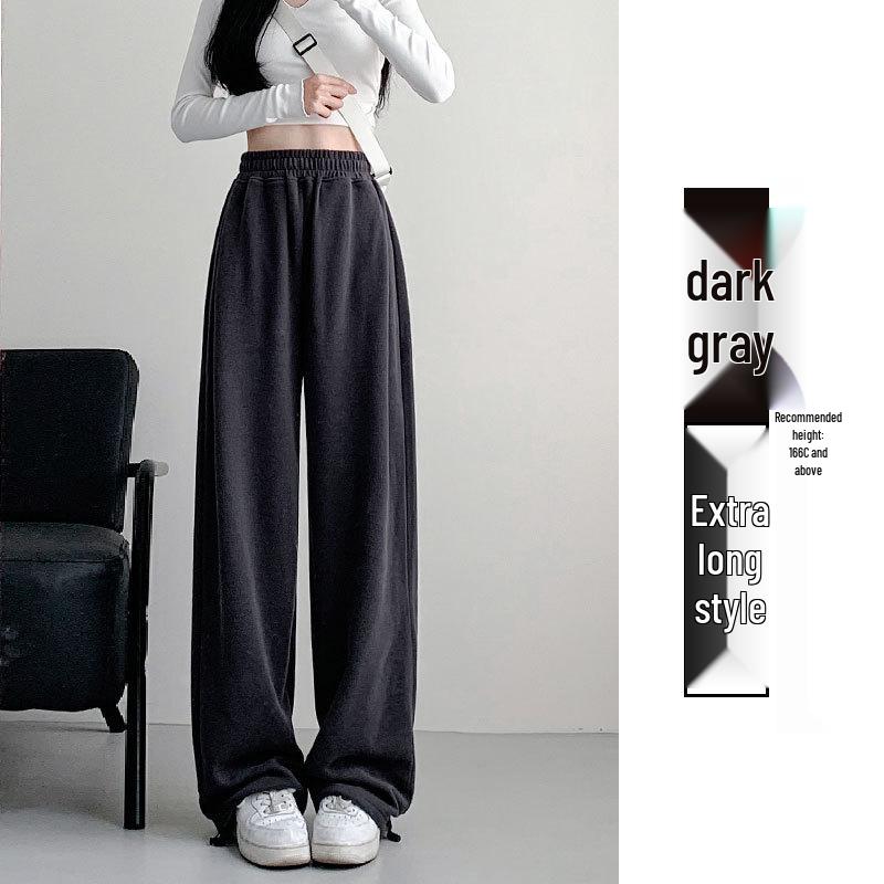 Dámské bílo-šedé tepláky s vysokým pasem a širokými nohavicemi - Petite, zeštíhlující, ležérní sportovní oblečení pro podzim 2024