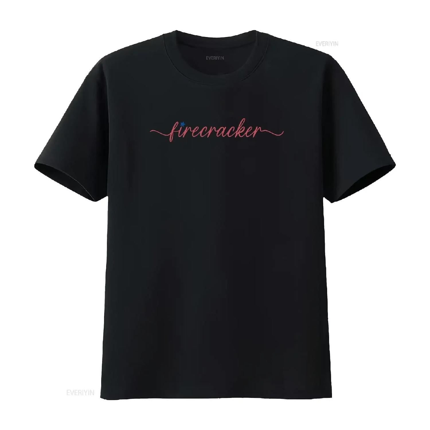 

Firecracker T shirt 4th of July in 10 Colors vintage Washed Stretched streetwear Casual Soft designer clothes Comfortable S чёрный