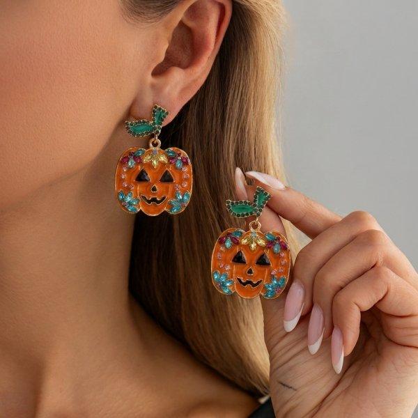 Cute Halloween Dangle Earrings for Women Cartoon Ghost Pumpkin Star Asymmetrical Long Tassel Earrings Party Statement Jewelry