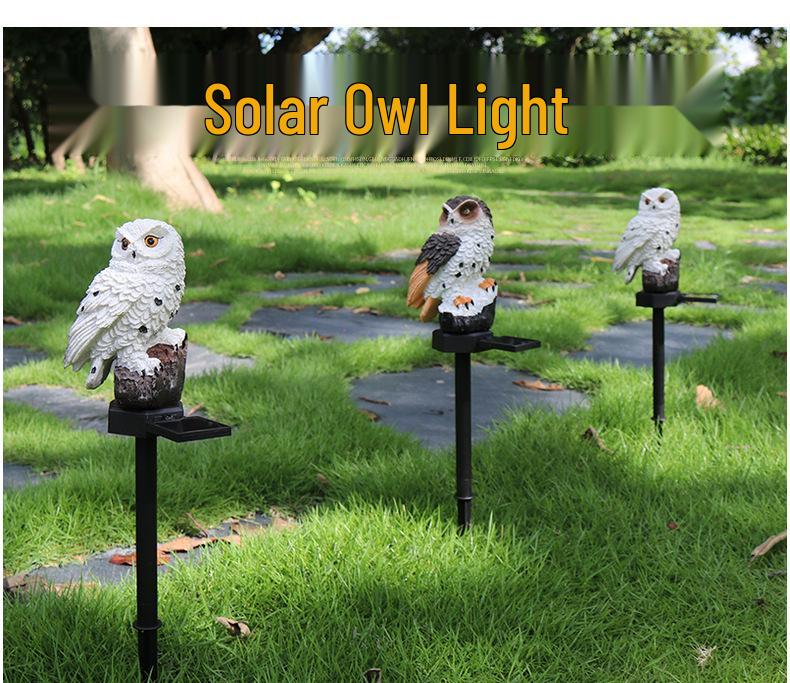 Solar-Powered Owl and Parrot Resin Stake Lights for Outdoor Garden Decoration