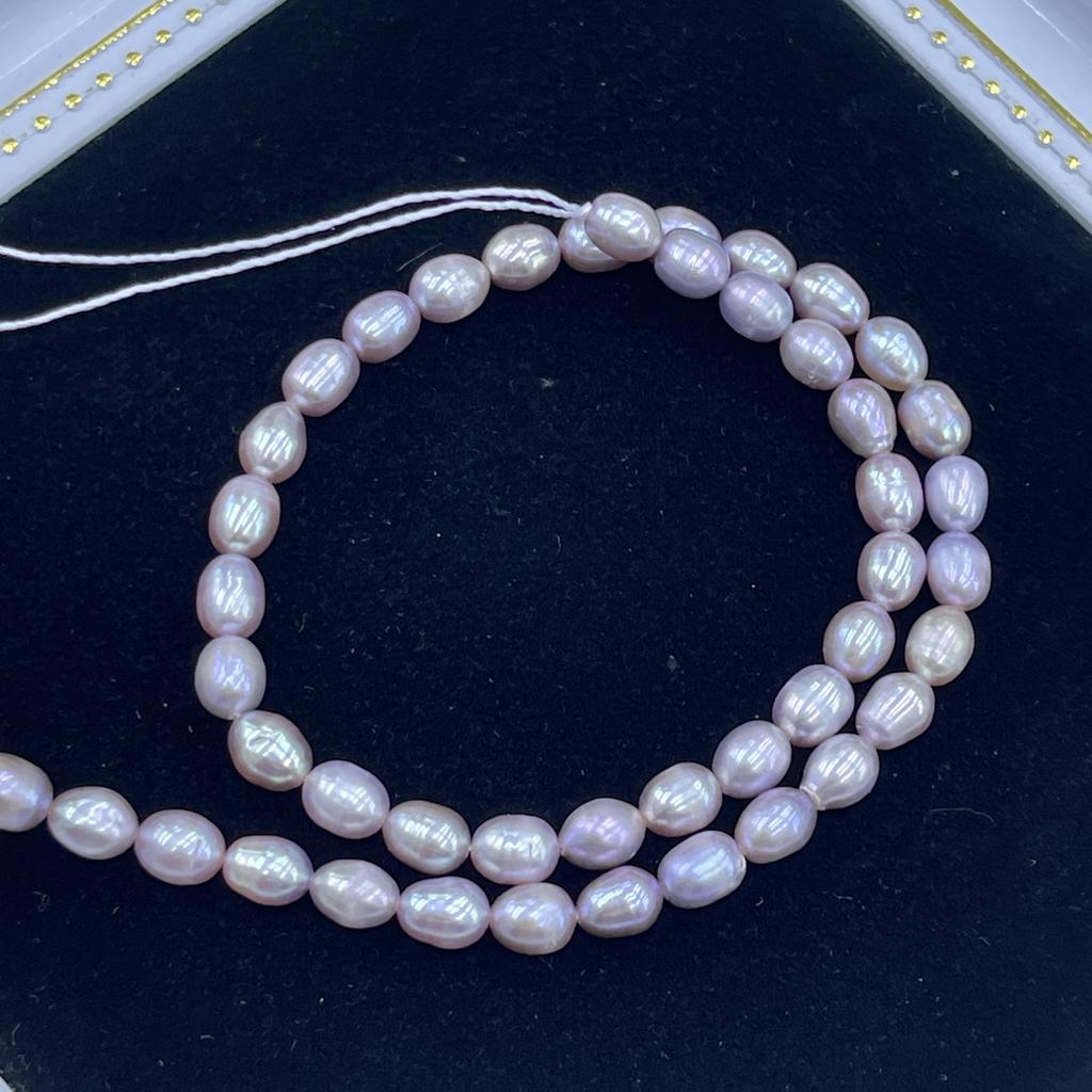 1String, White Purple Pink Natural Freshwater Pearls, Handmade Rice Pearl Beads for Jewelry Making DIY Crafts (Beads 6-7mm, Length 36cm)
