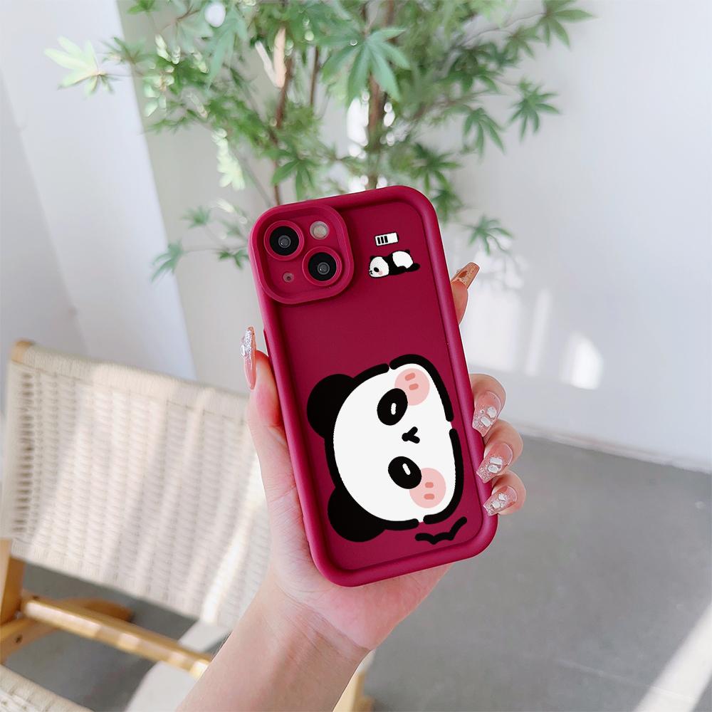 Cute Panda Pattern Soft TPU Phone Case for iPhone 17 Air 16 15 14 Pro Max Plus 13 12 Mini 8 7 X Xs Back Cover