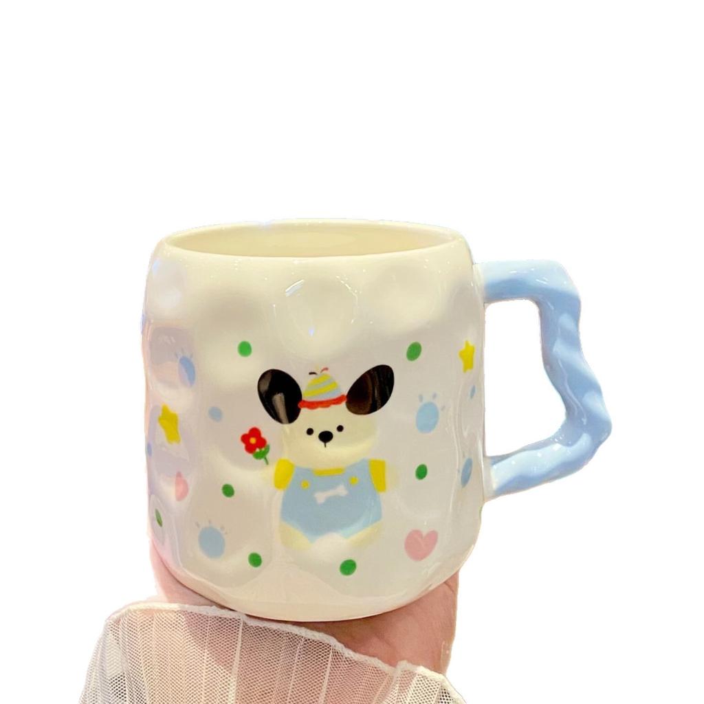 Cute Cartoon Cup Straw Cup Ins Style Mug with Lid Home Gift for Girls Birthday Couple Cup Ceramic Cup