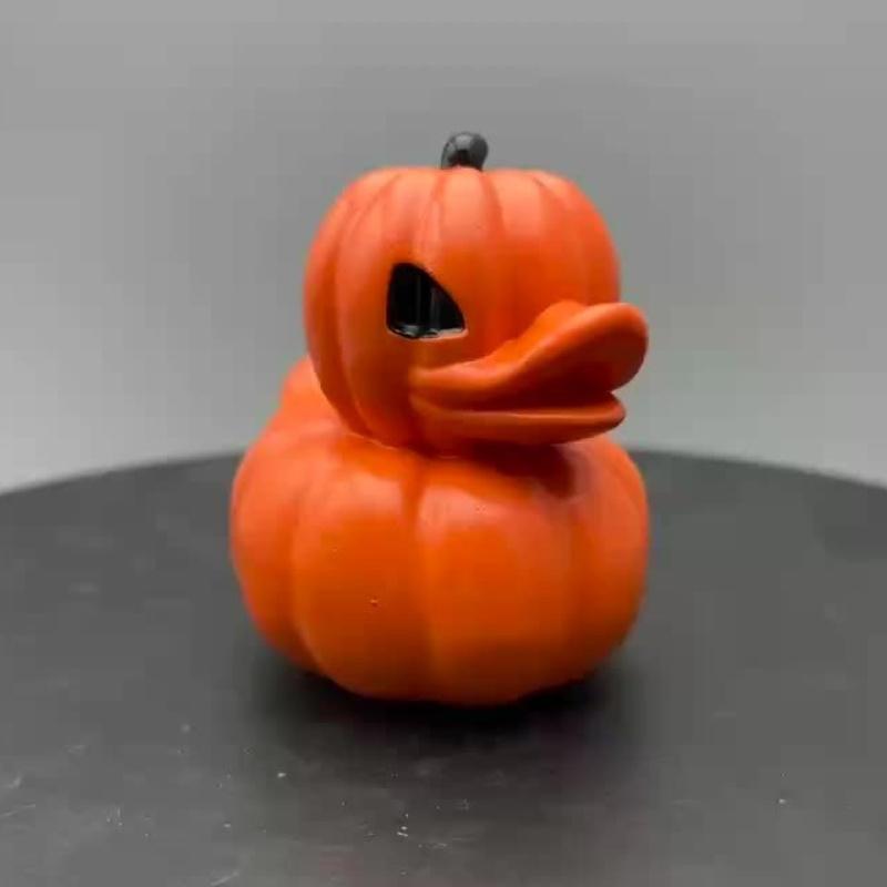 Orange Pumpkin Shaped Duck Resin Halloween Decor Cute Festive Home Party Miniature Ornament Thanksgiving Gift Desk Decoration