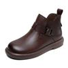 Leder Kurzstiefel für Damen, Neue Styles für Herbst und Winter, Lässige High-Top Schuhe, Retro Flache Schuhe