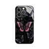 Retro Dark Butterfly Pattern Tempered Glass Phone Case For iPhone 11 12 13 14 15 16 17 Pro Max 17Air 16E 7 8 Plus XR XS X Cover