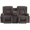 Loveseat Recliner Sofa, Power Reclining Couch with Heating & Massage, Suede Electric Recliner Sofa with Center Console, USB Ports, Cup Holders & Side