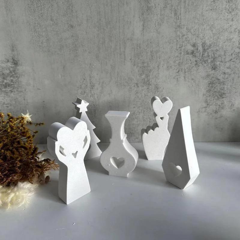 Easter Rabbit Silicone Mold Rabbit Cats Candlestick Mould DIY Aromatherapy Gypsum Decoration Mould Home Art Decoration Wholesale