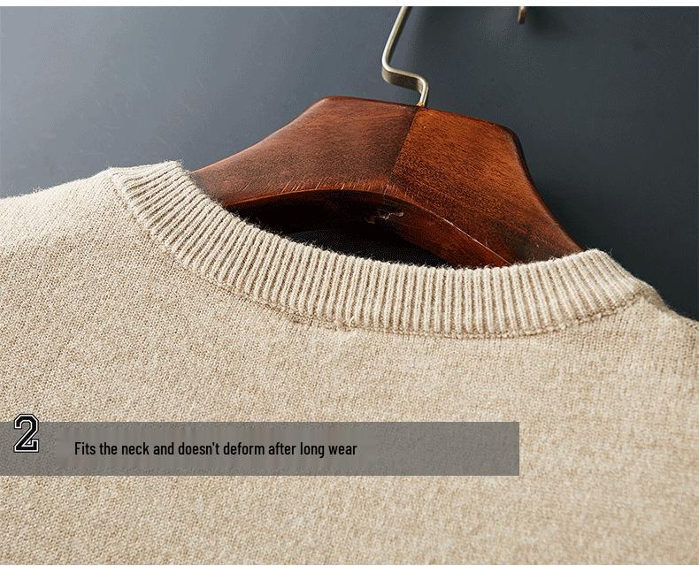 Men's Slim Fit Round Neck Knit Sweater - Long Sleeve, Solid Color, Versatile Base Layer for Autumn/Winter Casual Trend.