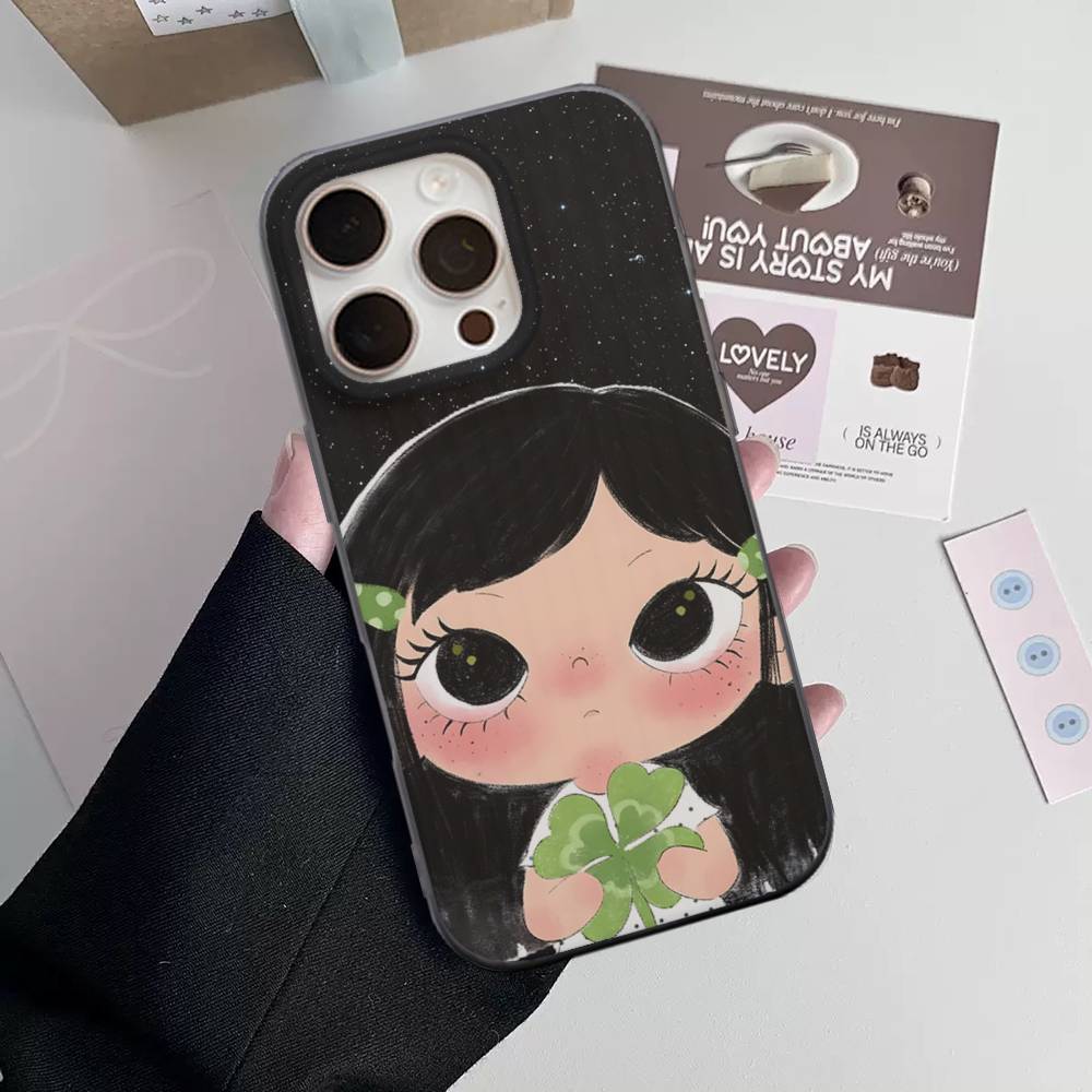 Comic Girl For IPhone 17 16 15 Plus Pro Max 12 14 Plus 11 13 Wave Corrugated Stripe Funda Phone Cover