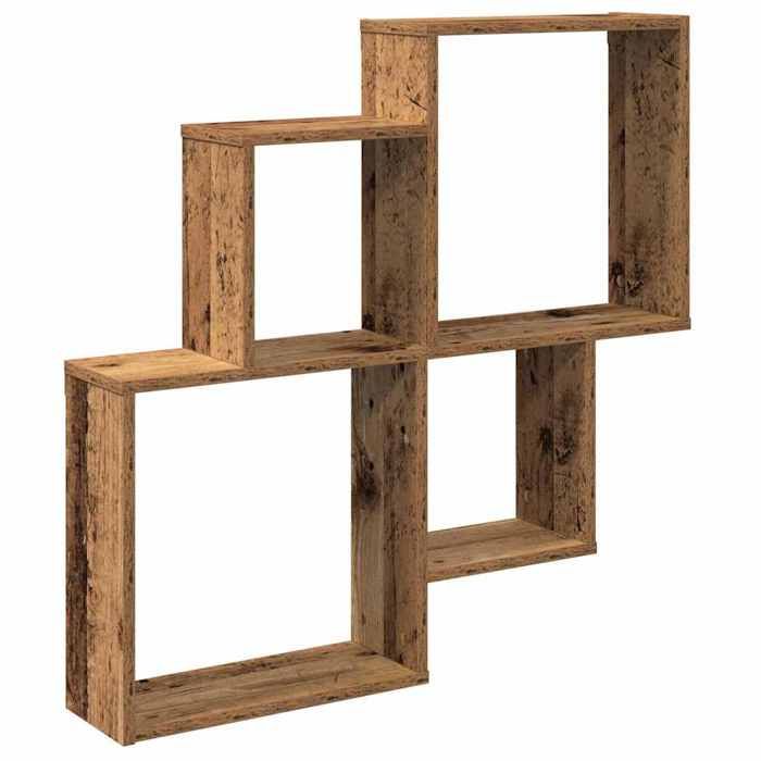 VidaXL Étagère murale vieux bois 80x15x78,5 cm bois d'ingénierie, étagère flottante, étagère suspendue, étagère murale 856610