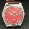 AUTOMATIC VINTAGE SEIKO 5 JAPAN 7009A MENS RED COLOR DIAL WATCH A701244-5 R206a-a701244