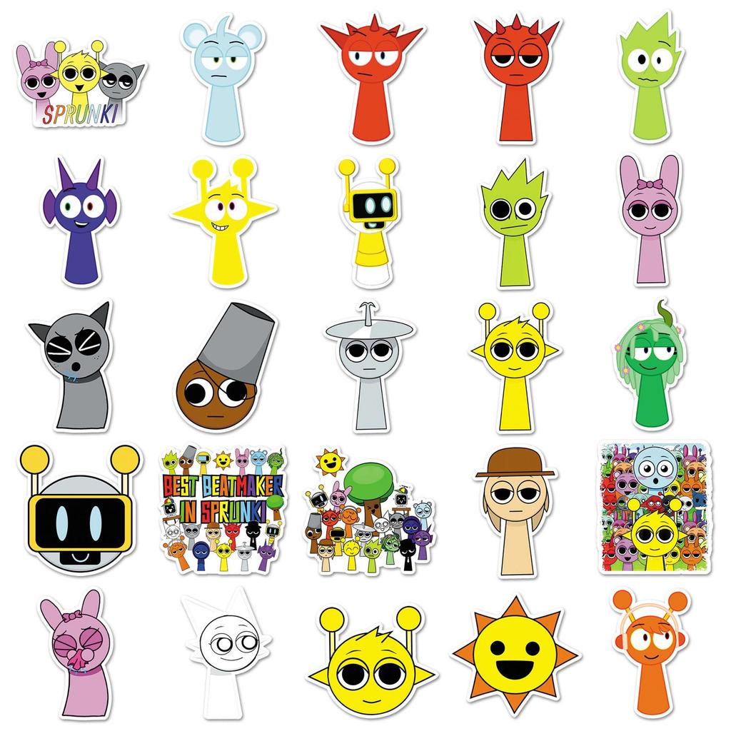 50-Pack Waterproof Cartoon Music Rhythm Stickers for Phones & Notebooks