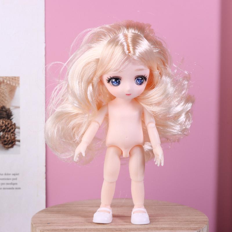 1 Sada Krásná Manga Obličej 16Cm 1/8 Panenky Holé Tělo 3D Skutečné Oči Oblékací Panenka Mini Panenka na Hraní Hračka Děti Dívky Dárek