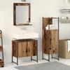 Bathroom Furniture Set with Shelf and Door 3 pcs Brown Particleboard