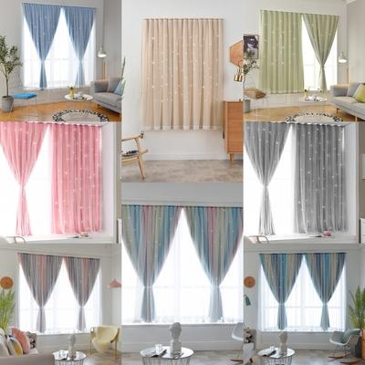 Double Layers Romantic Kids Children Girls Curtains Hollow Out Stars Living Room Bedroom Windows Drapes Curtain With Light Filtering Polyester Perfect