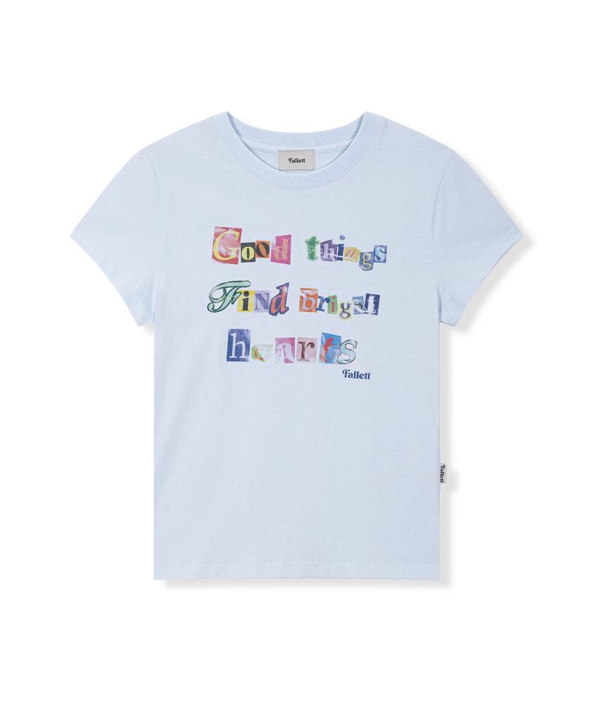 FALLETT Alphabet Collage T-Shirt Sky Blue
