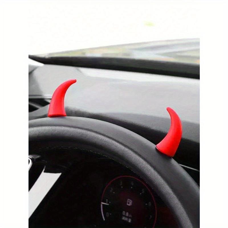 

Креативный и юмористический экран дисплея центральной консоли автомобиля, маленький руль с клаксоном, рога дьявола, милое украшение для автомобиля one-size красный