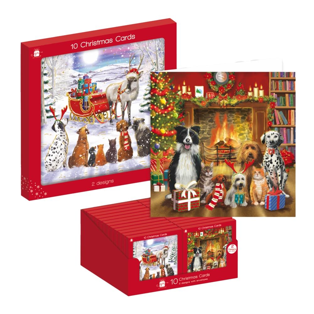 IG Design Square Pets Christmas Greetings Card (Pack of 10)