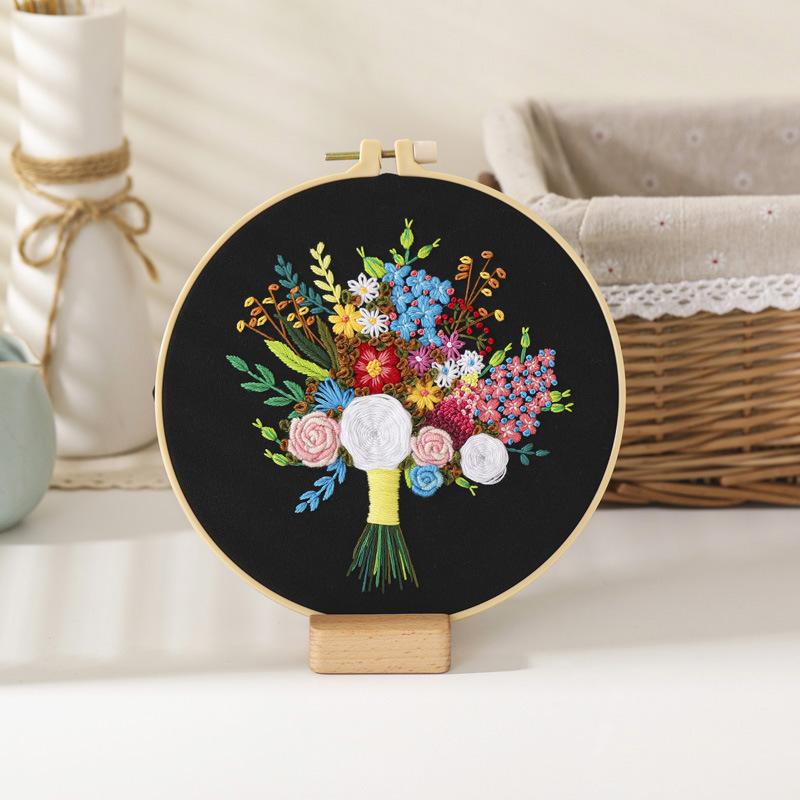 New Diy Handmade Embroidery Material Bag Flower Bouquet Hand Bouquet European Love Lover