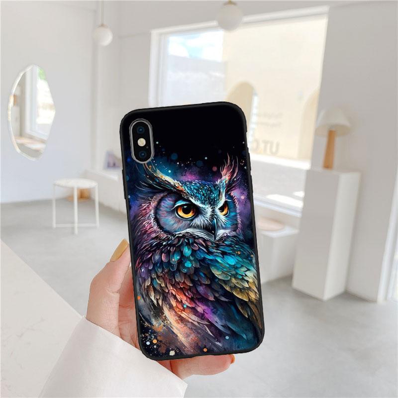 LO20 Cartoon Art Owl Soft Shell Phone Case for Redmi Note 13 14 Pro+ Plus A3 A3X 13X 13C 13R 14S 14C 14R