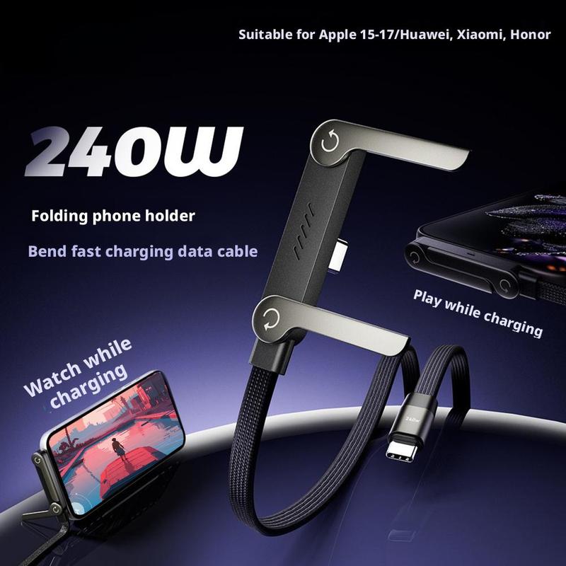 Charging Cable with Integrated Stand Invisible Holder Charger For Apple iPhone 15-17 Series For Huawei For Xiaomi Phone Stand