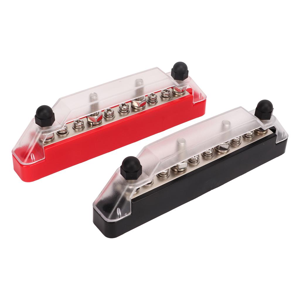 1 Par 48V 150A 10 Terminais Barra de Distribuição com 20 Terminais Bloco Terminal de Distribuição de Energia para Carro RV Pino M6x4 Parafuso M4x6