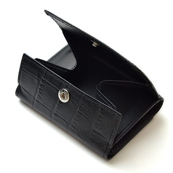 Romeo Crocodile Tri-fold Wallet in Black