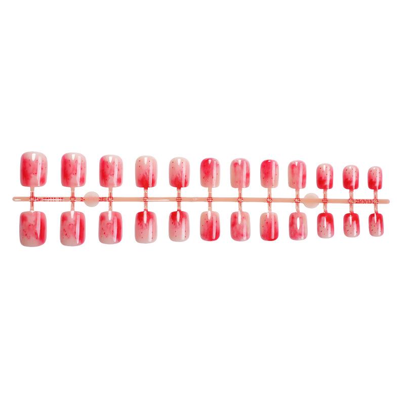 

Cross-Border Gradient Apple Short Manicure Nail Pieces - Blush Gradient Wear-On Nails