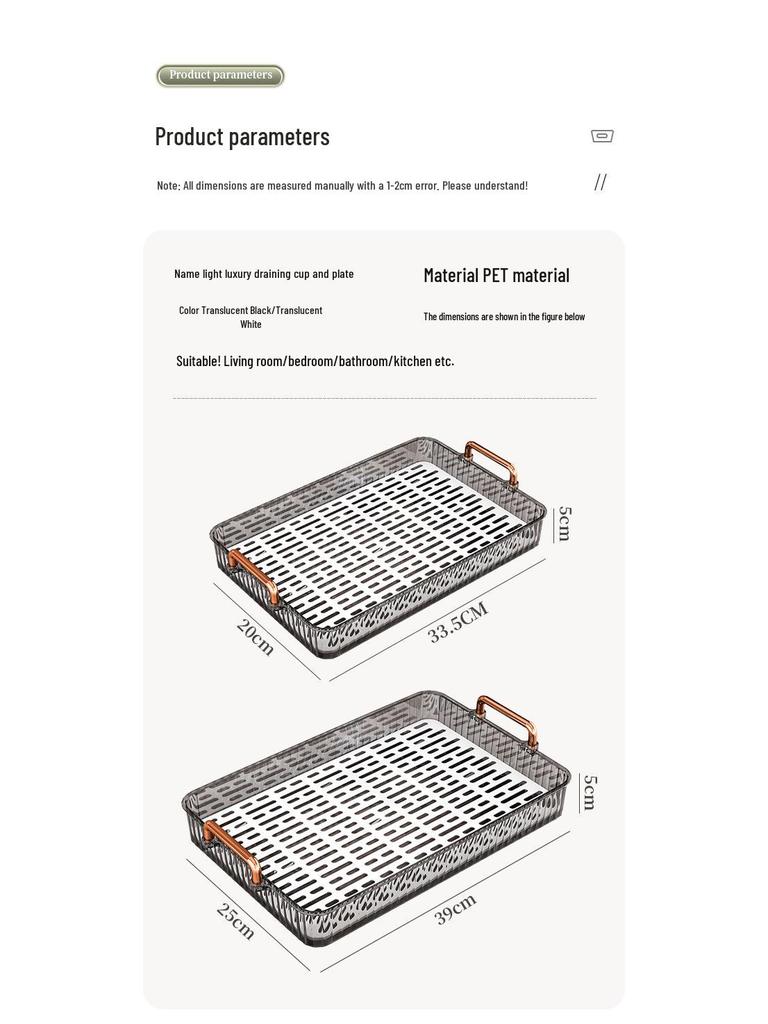 Rectangular Double-Layer Tea Tray for Living Room - Luxury Table with Cup Holder and Drainage