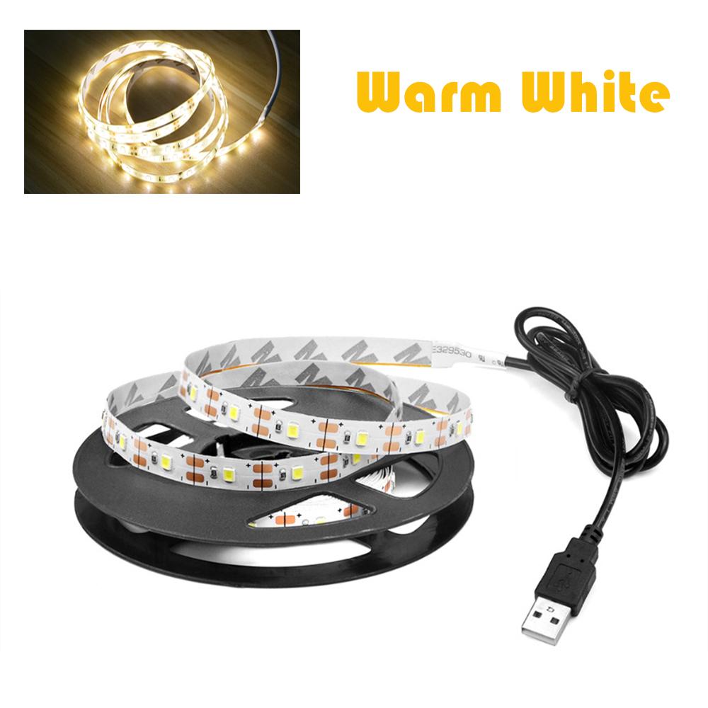 DC 5V USB LED Strips Warm White LED Strip Light 2835 TV Mirror Backlight Kitchen Room Wall Decor Flexible Lamp Ribbon LED Light