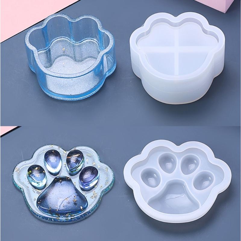 Flexible Sturdy Silicone Epoxy Resin Castes Mould Dog Paw Shaped Tray Dishes Mould for Craft and Home Decoration